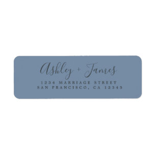 Elegant Script Vintage Blue Wedding Return Address
