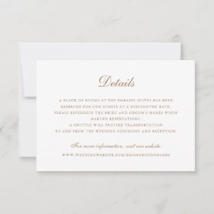 Elegant Script Vintage Olive Gold Wedding Details Invitation
