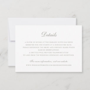 Elegant Script Vintage Olive Grey Wedding Details Invitation