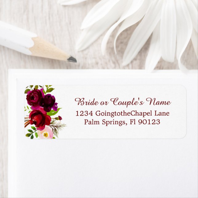 Elegant Script Watercolor Burgundy Floral (Insitu)