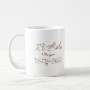 Elegant Script Watercolor Floral Personalised Coffee Mug