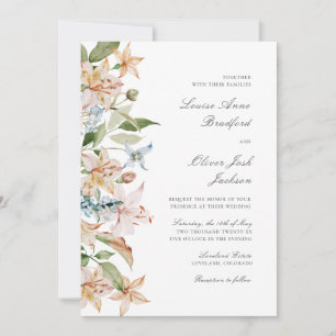 Elegant Script Watercolor Floral Wedding Invitation