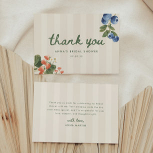 Elegant Script Watercolor Fruits Bridal Shower Thank You Card