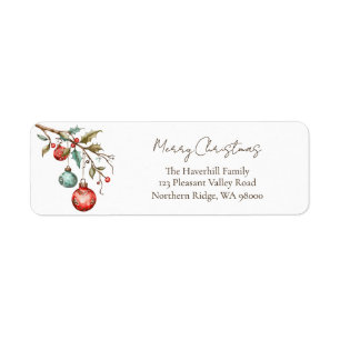 Elegant Script Watercolor Ornaments Christmas