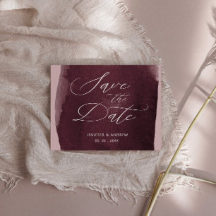 Elegant Script Watercolor Wash Save The Date Postcard