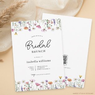 Elegant Script Watercolor Wildflower Bridal Brunch Invitation