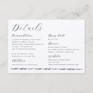 Elegant Script Wave Illustration Wedding Details Enclosure Card