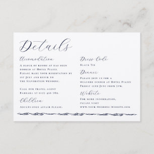 Elegant Script Wave Illustration Wedding Details Enclosure Card