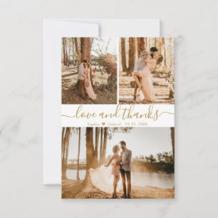 Elegant Script Wedding 3 Photo Collage Thank You Card