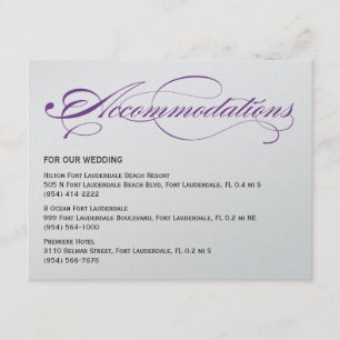 Elegant Script Wedding Accommodations - Purple Enclosure Card
