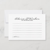 Elegant Script Wedding Advice and Wishes Card
