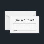 Elegant Script Wedding Advice and Wishes Card<br><div class="desc">Add a personal touch to your wedding with an elegant wedding advice and wishes card. This advice card features title in black modern elegant calligraphy font style and details in black modern sans serif font style on white background. Perfect for wedding, baby shower, birthday party, bridal shower, bachelorette party and...</div>