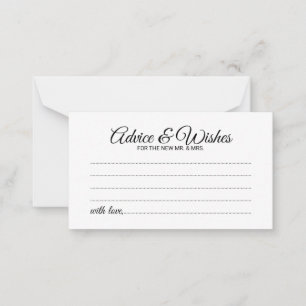 Elegant Script Wedding Advice and Wishes Card