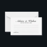 Elegant Script Wedding Advice and Wishes Card<br><div class="desc">Add a personal touch to your wedding with an elegant wedding advice and wishes card. This advice card features title in black elegant calligraphy font style and details in black classic serif font style on white background. Perfect for wedding, baby shower, birthday party, bridal shower, bachelorette party and any special...</div>