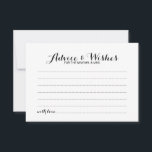 Elegant Script Wedding Advice and Wishes Card<br><div class="desc">Add a personal touch to your wedding with an elegant wedding advice and wishes card. This advice card features title in black modern elegant calligraphy font style and details in black sans serif font style on white background. Perfect for wedding, baby shower, birthday party, bridal shower, bachelorette party and any...</div>