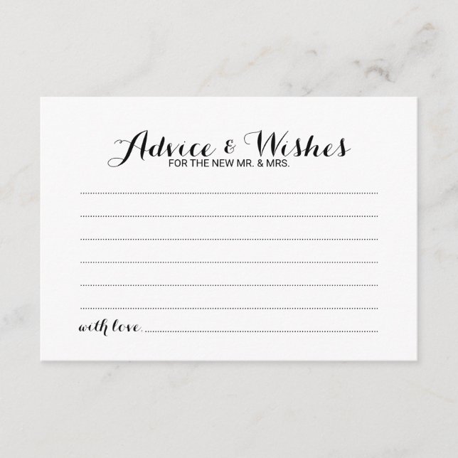 Elegant Script Wedding Advice and Wishes Card (Front)