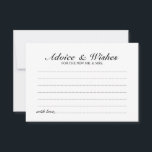 Elegant Script Wedding Advice and Wishes Card<br><div class="desc">Add a personal touch to your wedding with an elegant wedding advice and wishes card. This advice card features title in black elegant calligraphy font style and details in black classic serif font style on white background. Perfect for wedding, baby shower, birthday party, bridal shower, bachelorette party and any special...</div>