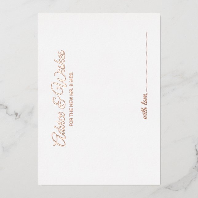 Elegant Script Wedding Advice and Wishes Rose Gold (Front)