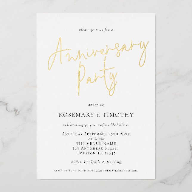 Elegant Script Wedding Anniversary Party  (Front)