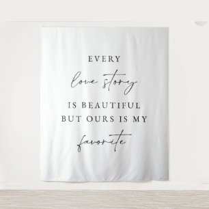 Elegant Script Wedding Backdrop Banner Tapestry