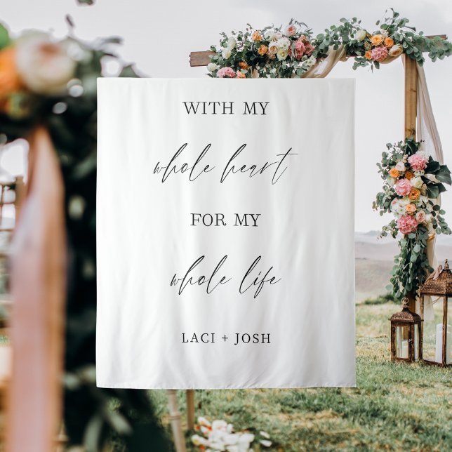 Elegant Script Wedding Backdrop | Personalized  Tapestry (Wedding Backdrop)