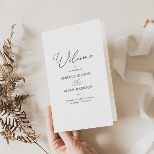 Elegant Script Wedding Ceremony BiFold Program