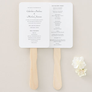 Elegant Script Wedding Ceremony Program Hand Fan