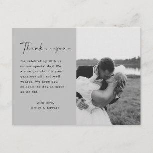 Elegant Script Wedding Custom Photo Thank You Post Postcard