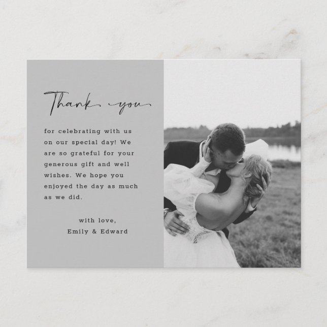 Elegant Script Wedding Custom Photo Thank You Post Postcard (Front)