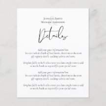 Elegant Script Wedding Details Template Enclosure