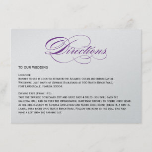 Elegant Script Wedding Directions - Purple Enclosure Card