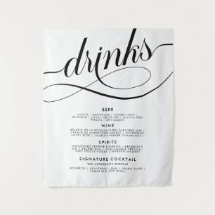 Elegant Script Wedding Drinks Bar Menu Poster Tapestry