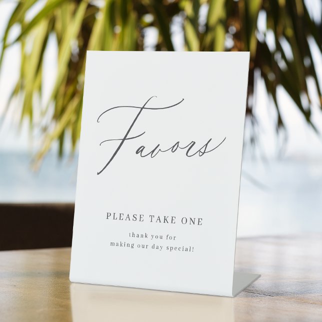 Elegant script wedding favours please take one sig pedestal sign (Elegant script wedding favors please take one sign)