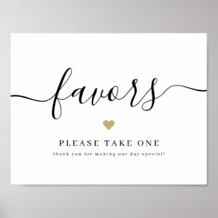 Elegant script wedding favours please take one sig poster