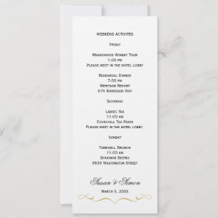Elegant Script Wedding Information Card - Gold