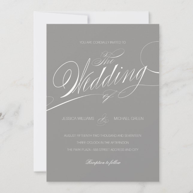 Elegant Script Wedding Invitation (Front)
