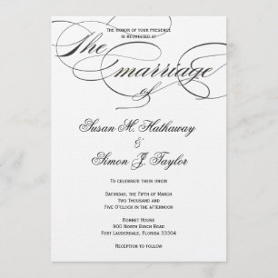 Elegant Script Wedding Invitation - Black