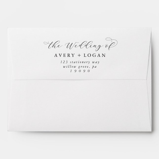 Elegant Script Wedding Invitation Envelope (Back (Top Flap))