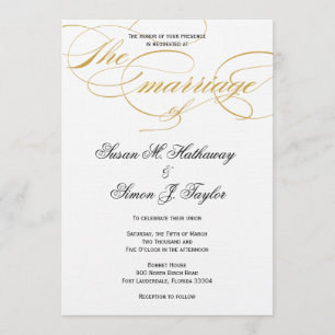 Elegant Script Wedding Invitation - Gold