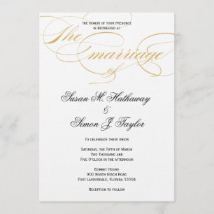Elegant Script Wedding Invitation - Gold & Black