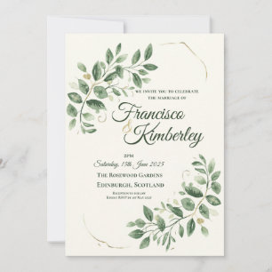 Elegant Script Wedding Invitation Ivory Gold R