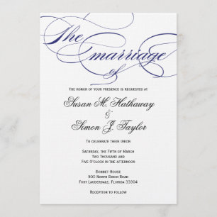 Elegant Script  Wedding Invitation - Navy