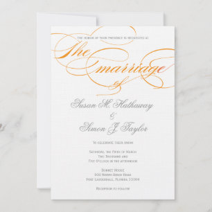 Elegant Script Wedding Invitation - Orange