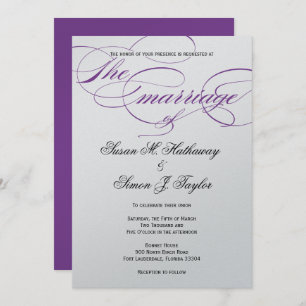 Elegant Script Wedding Invitation - Purple