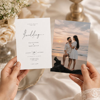 Elegant Script Wedding Invitation with Photo.