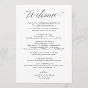 Elegant Script Wedding Itinerary - Wedding Welcome Programme