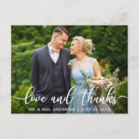 Elegant Script Wedding Love and Thanks Bride Groom