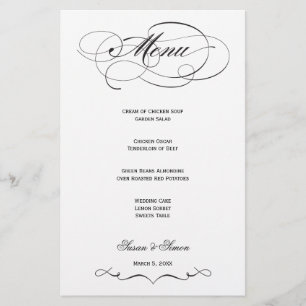 Elegant Script Wedding Menu - Black