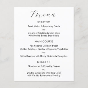 Elegant Script Wedding Menu Card