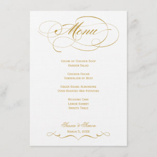 Elegant Script  Wedding Menu - Gold